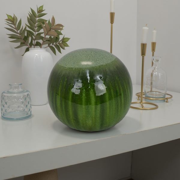 Mary Tabletop Accent Decor, Modern Round Orb, 10 Inch Green Ceramic -BM331031