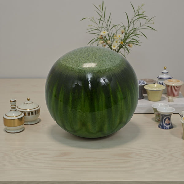 Mary Tabletop Accent Decor, Modern Round Orb, 12 Inch Green Ceramic -BM331032
