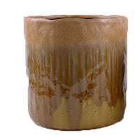 Foy Tall Planter Set of 2, Dual Mustard Brown Ceramic, Round Modern -BM331033