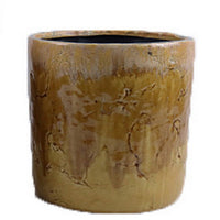 Foy Tall Planter Set of 2, Dual Mustard Brown Ceramic, Round Modern -BM331033