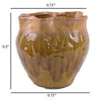 Balie Accent Vase, Brown Ceramic, Irregular Top Edge, Modern 10 Inch -BM331035