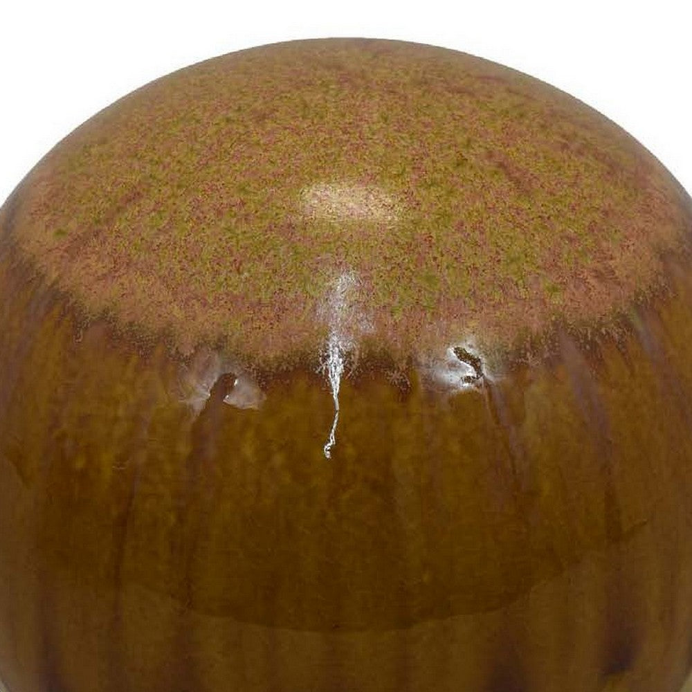 Mary Tabletop Accent Decor, Modern Round Orb, 10 Inch Brown Ceramic -BM331036
