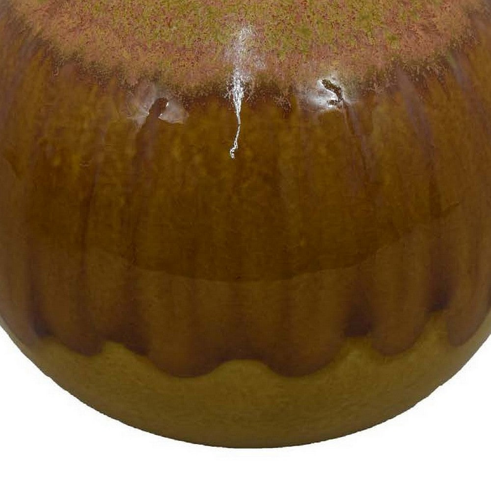 Mary Tabletop Accent Decor, Modern Round Orb, 10 Inch Brown Ceramic -BM331036