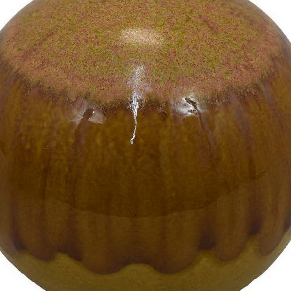 Mary Tabletop Accent Decor, Modern Round Orb, 10 Inch Brown Ceramic -BM331036