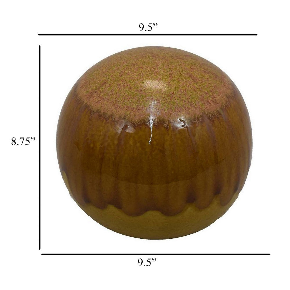 Mary Tabletop Accent Decor, Modern Round Orb, 10 Inch Brown Ceramic -BM331036
