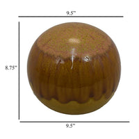 Mary Tabletop Accent Decor, Modern Round Orb, 10 Inch Brown Ceramic -BM331036