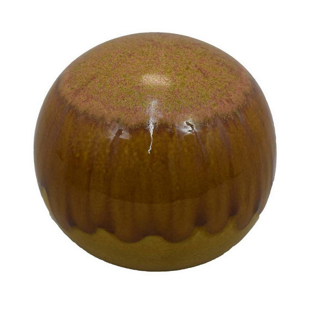 Mary Tabletop Accent Decor, Modern Round Orb, 10 Inch Brown Ceramic -BM331036