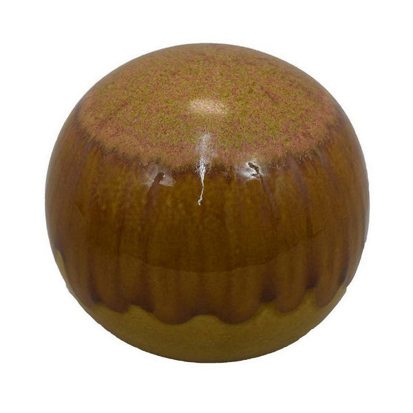 Mary Tabletop Accent Decor, Modern Round Orb, 10 Inch Brown Ceramic -BM331036