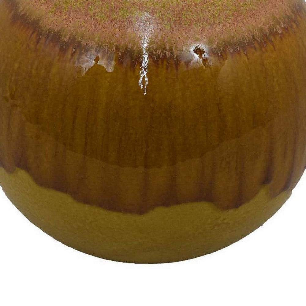 Mary Tabletop Accent Decor, Modern Round Ball, 12 Inch Brown Ceramic -BM331037