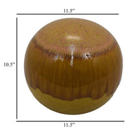 Mary Tabletop Accent Decor, Modern Round Ball, 12 Inch Brown Ceramic -BM331037