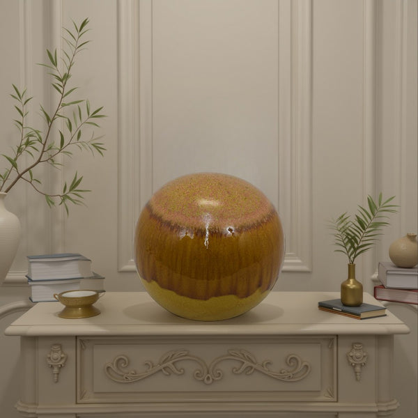 Mary Tabletop Accent Decor, Modern Round Ball, 12 Inch Brown Ceramic -BM331037