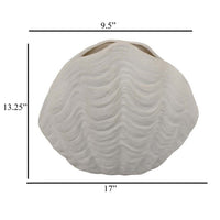 Coral Accent Vase, White Ceramic, Oceanic Coastal Design, 13 Inch -BM331038