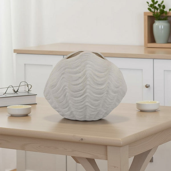Coral Accent Vase, White Ceramic, Oceanic Coastal Design, 13 Inch -BM331038