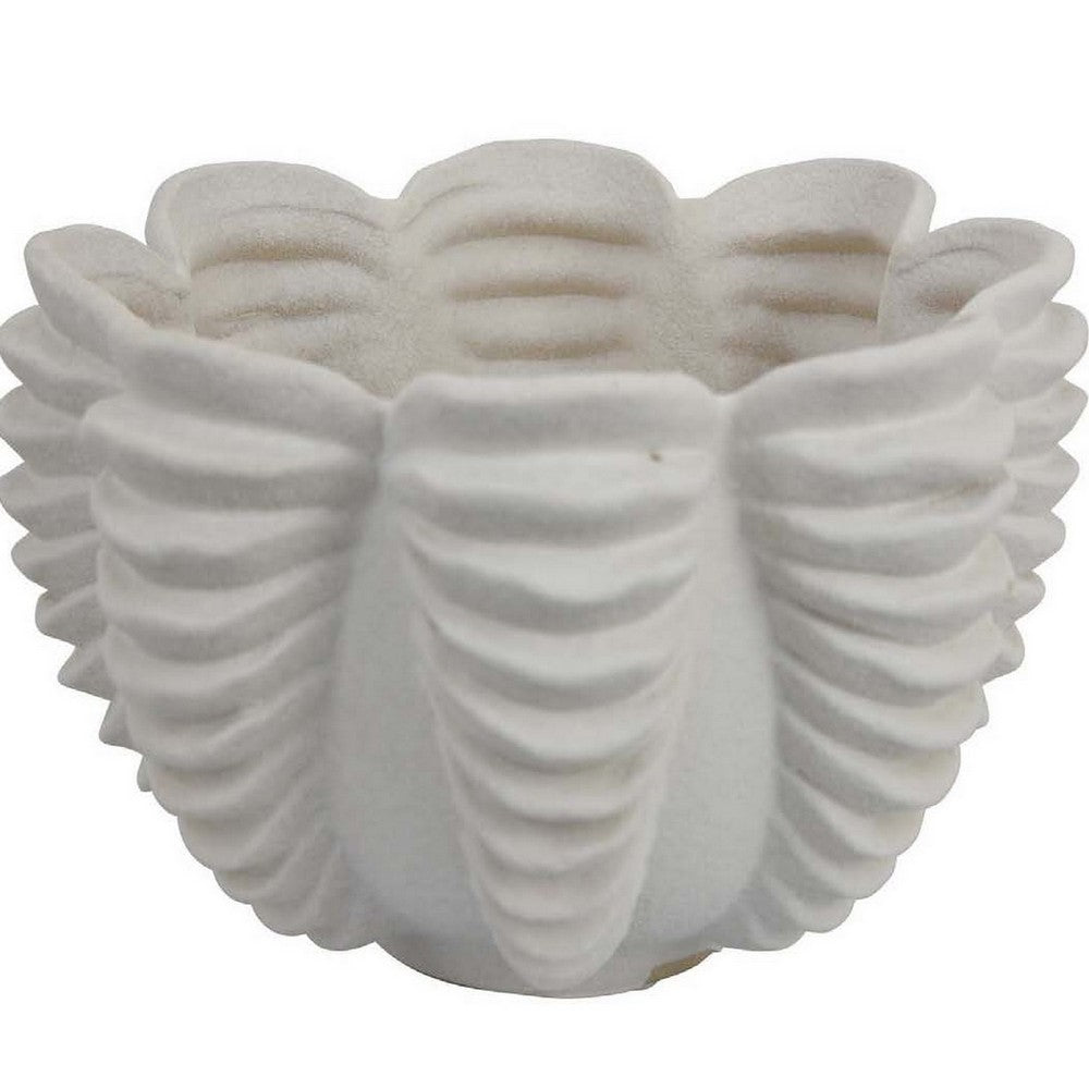 Coral Accent Vase, White Ceramic Finish, Coastal Design, 10 Inch -BM331039