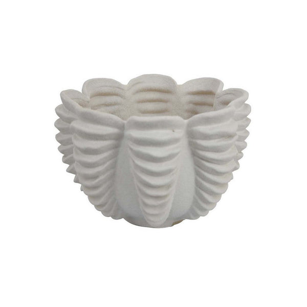 Coral Accent Vase, White Ceramic Finish, Coastal Design, 10 Inch -BM331039