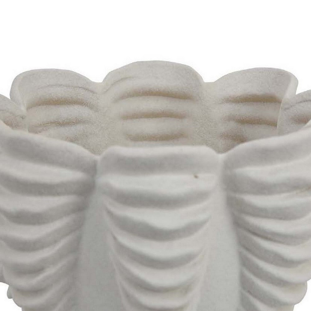 Coral Accent Vase, White Ceramic Finish, Coastal Design, 10 Inch -BM331039