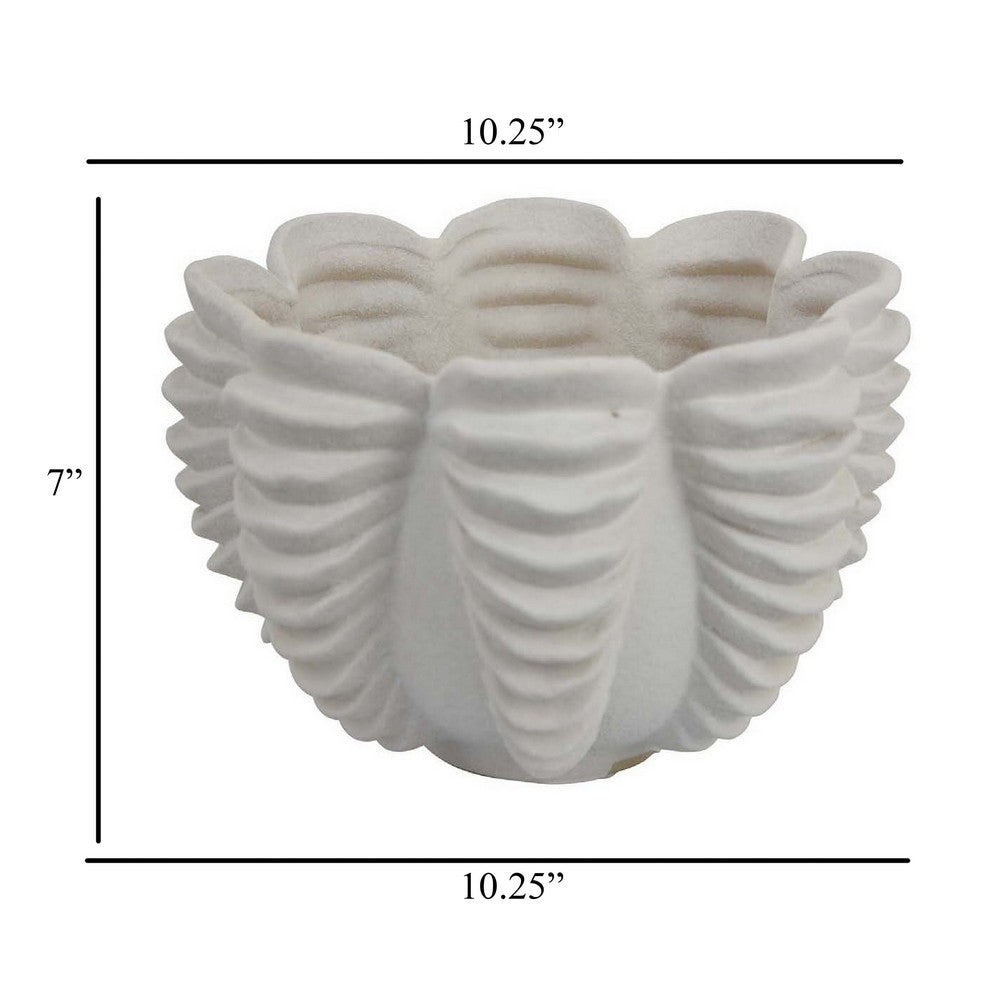 Coral Accent Vase, White Ceramic Finish, Coastal Design, 10 Inch -BM331039
