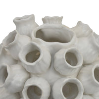 Coral Accent Vase, White Ceramic Finish, Coastal Design, 11 Inch -BM331040