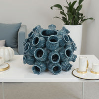 Coral Accent Vase, Dark Blue Ceramic Finish, Coastal Design, 11 Inch -BM331041