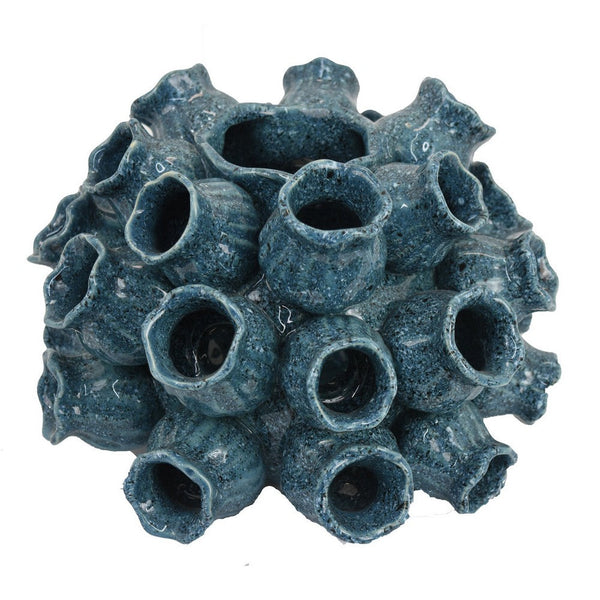 Coral Accent Vase, Dark Blue Ceramic Finish, Coastal Design, 11 Inch -BM331041