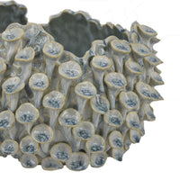 Nina Decorative Bowl, Light Blue, Textured Coral Gray Ceramic, 11 Inch -BM331046