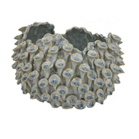 Nina Decorative Bowl, Light Blue, Textured Coral Gray Ceramic, 11 Inch -BM331046