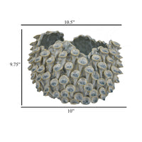 Nina Decorative Bowl, Light Blue, Textured Coral Gray Ceramic, 11 Inch -BM331046
