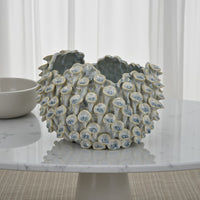 Nina Decorative Bowl, Light Blue, Textured Coral Gray Ceramic, 11 Inch -BM331046