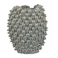 Nina Decorative Bowl, Light Blue, Textured Coral Gray Ceramic, 13 Inch -BM331047