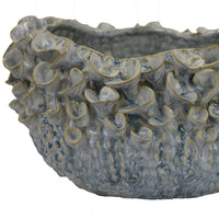 Nina Decorative Bowl, Light Blue, Textured Floral Gray Ceramic 13 Inch -BM331049
