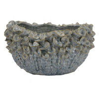 Nina Decorative Bowl, Light Blue, Textured Floral Gray Ceramic 13 Inch -BM331049
