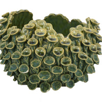 Nina Decorative Bowl, Textured Green Ceramic, Abstract Coral, 11 Inch -BM331051