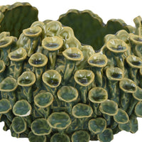 Nina Decorative Bowl, Textured Green Ceramic, Abstract Coral, 11 Inch -BM331051