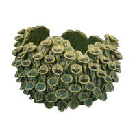 Nina Decorative Bowl, Textured Green Ceramic, Abstract Coral, 11 Inch -BM331051