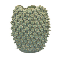 Nina Decorative Vase, Textured Green Ceramic, Abstract Coral, 13 Inch -BM331052
