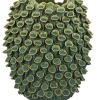Nina Decorative Vase, Textured Green Ceramic, Abstract Coral, 13 Inch -BM331052