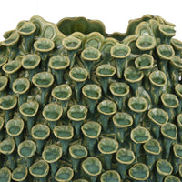 Nina Decorative Vase, Textured Green Ceramic, Abstract Coral, 13 Inch -BM331052