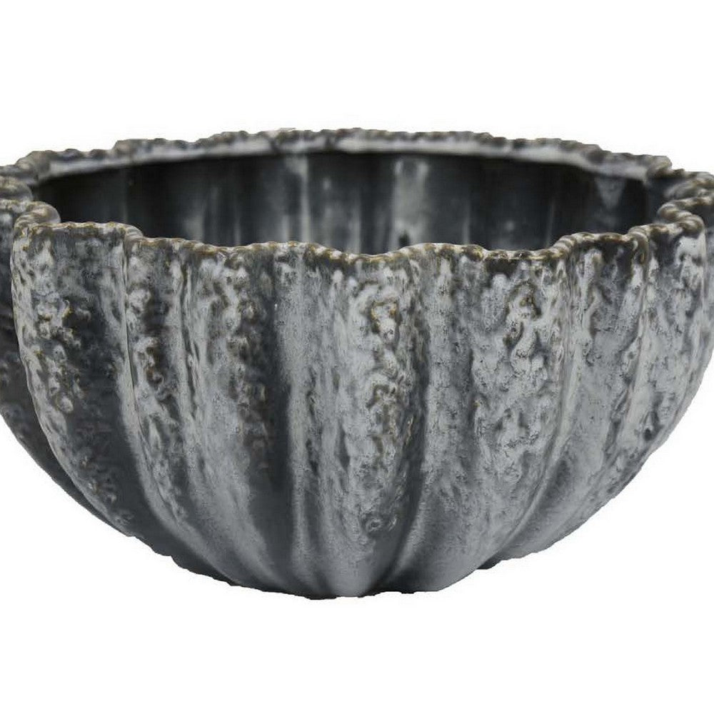 Kiara Decorative Bowl, Aqua Gray Ceramic Textured Design, 15 Inch -BM331056