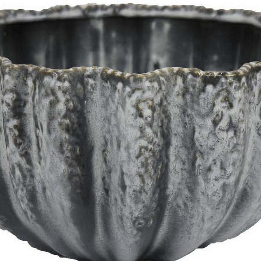 Kiara Decorative Bowl, Aqua Gray Ceramic Textured Design, 15 Inch -BM331056