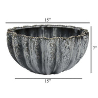 Kiara Decorative Bowl, Aqua Gray Ceramic Textured Design, 15 Inch -BM331056
