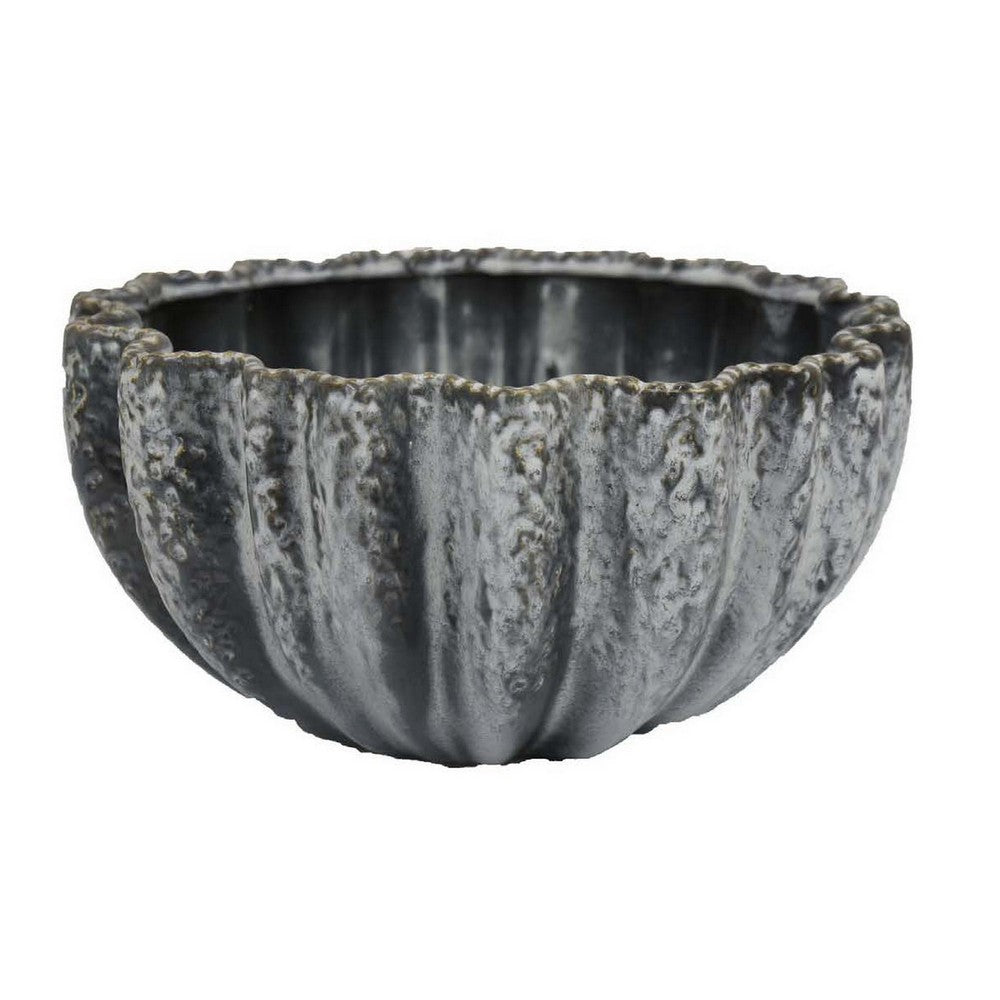 Kiara Decorative Bowl, Aqua Gray Ceramic Textured Design, 15 Inch -BM331056