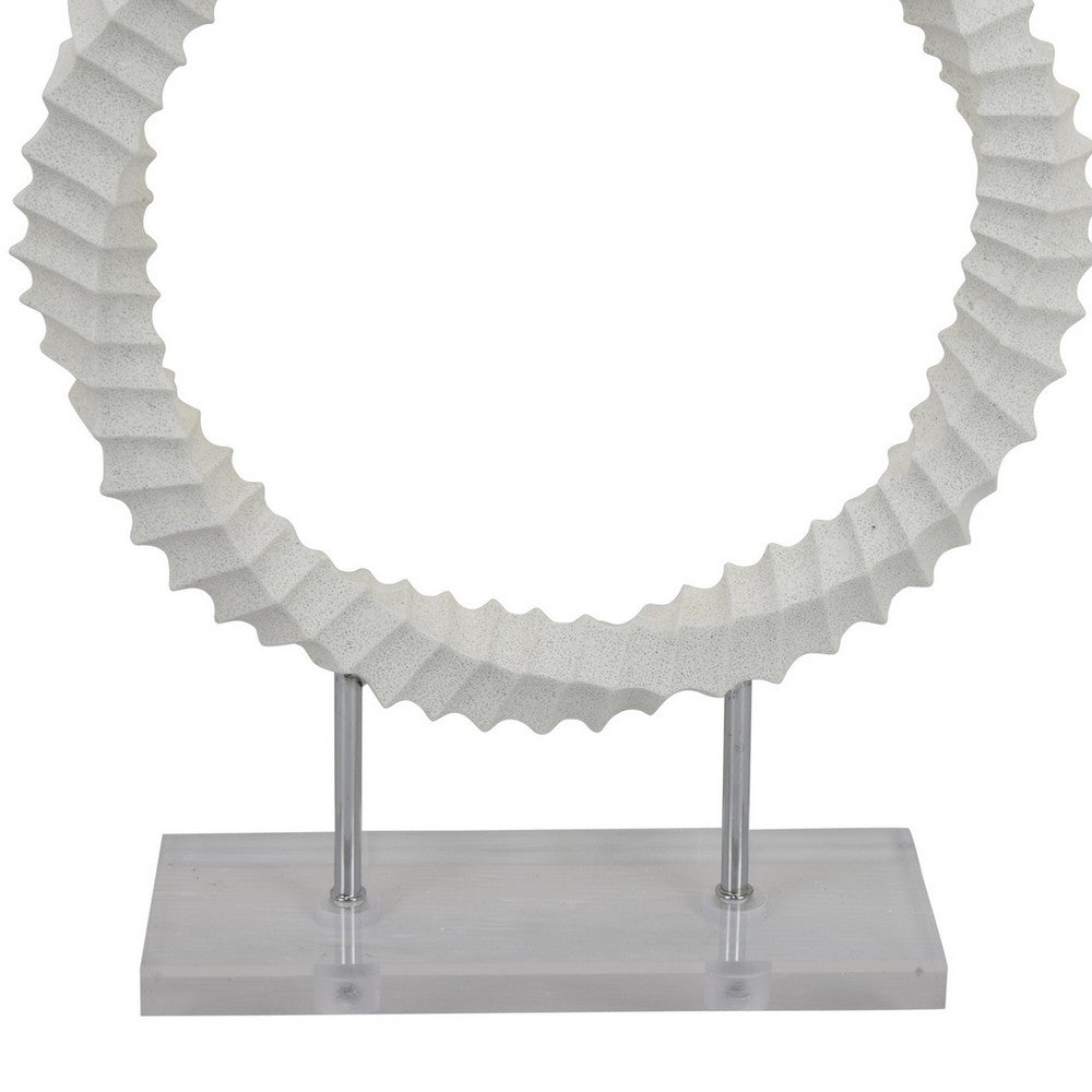 Saina Tabletop Decor, White Acrylic Base, Twisted Design, 17 Inch -BM331057
