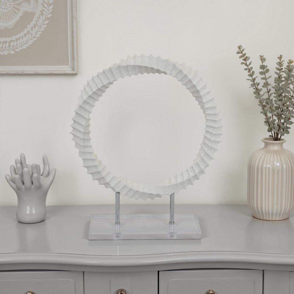 Saina Tabletop Decor, White Acrylic Base, Twisted Design, 17 Inch -BM331057