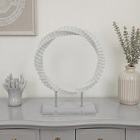 Saina Tabletop Decor, White Acrylic Base, Twisted Design, 17 Inch -BM331057