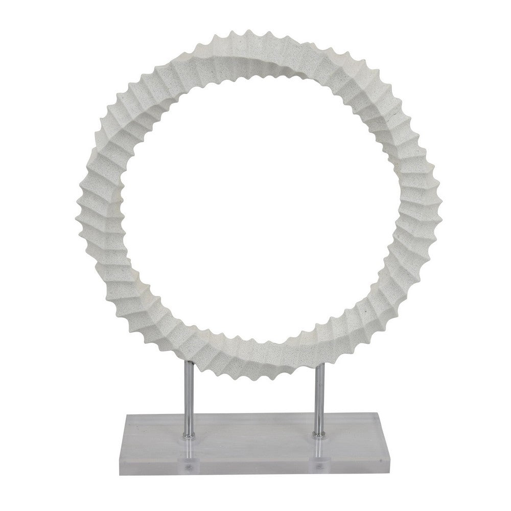 Saina Tabletop Decor, White Acrylic Base, Twisted Design, 17 Inch -BM331057