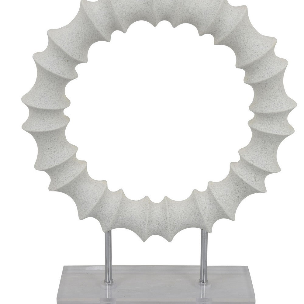 Saina Tabletop Decor, White Acrylic Base, 18 Inch Round Circle Pattern -BM331058