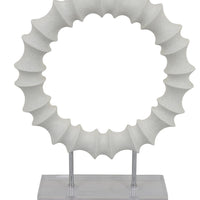 Saina Tabletop Decor, White Acrylic Base, 18 Inch Round Circle Pattern -BM331058