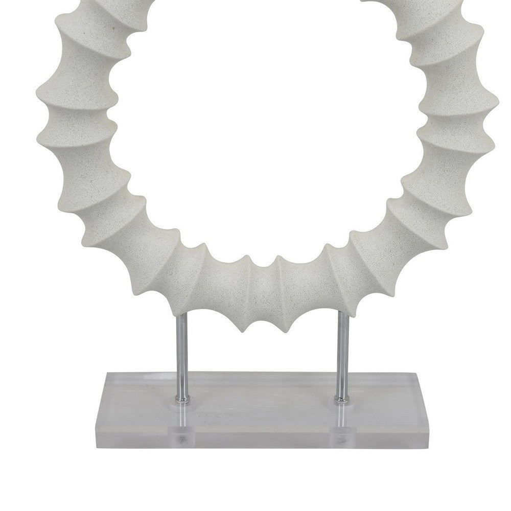 Saina Tabletop Decor, White Acrylic Base, 18 Inch Round Circle Pattern -BM331058