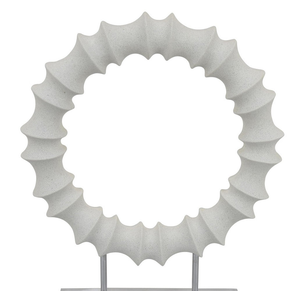 Saina Tabletop Decor, White Acrylic Base, 18 Inch Round Circle Pattern -BM331058