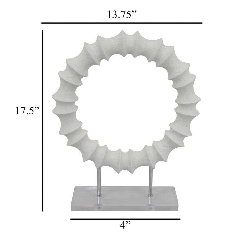 Saina Tabletop Decor, White Acrylic Base, 18 Inch Round Circle Pattern -BM331058